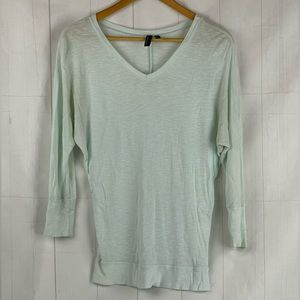 Cynthia Rowley Light Green V Neck Long Sleeve Top Size S